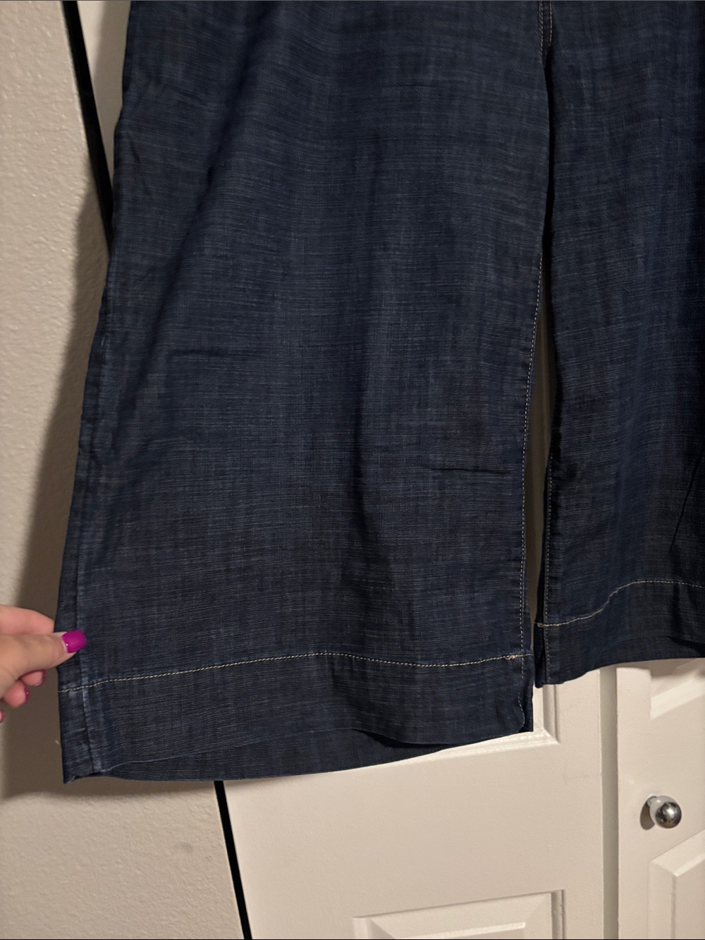 Chico's Dark Indigo Wide-Leg Denim Culottes - Picture 2 of 9